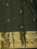 Bottle Green Mini Checked and Butta Zari Woven Design Pure Kanchipuram Silk Saree with Zari Border
