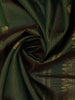 Bottle Green Mini Checked and Butta Zari Woven Design Pure Kanchipuram Silk Saree with Zari Border
