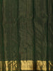 Bottle Green Mini Checked and Butta Zari Woven Design Pure Kanchipuram Silk Saree with Zari Border