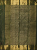 Bottle Green Mini Checked and Butta Zari Woven Design Pure Kanchipuram Silk Saree with Zari Border