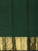 Bottle Green Mini Check with Peacock Butt Zari Woven Design Pure Kanchipuram Silk Saree with Zari Border