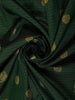 Bottle Green Mini Check with Peacock Butt Zari Woven Design Pure Kanchipuram Silk Saree with Zari Border