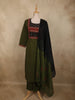 Bottle Green Mirror Embroidered Design Cotton Salwar Suit with Dupatta