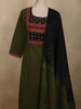 Bottle Green Mirror Embroidered Design Cotton Salwar Suit with Dupatta