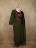 Bottle Green Mirror Embroidered Design Cotton Salwar Suit with Dupatta