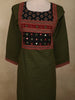 Bottle Green Mirror Embroidered Design Cotton Salwar Suit with Dupatta
