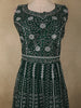 Bottle Green Mirror and Zari Embroidered Design Net Gown with Dupatta