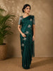 Bottle Green Motif Design Semi Banarasi Silk Saree