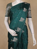 Bottle Green Motif Design Semi Banarasi Silk Saree