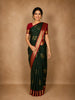 Bottle Green Paisley Butta Woven Design Art Silk Fancy Wear Saree with Contrast Border