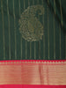 Bottle Green Paisley Butta Woven Design Art Silk Fancy Wear Saree with Contrast Border