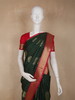 Bottle Green Paisley Butta Woven Design Art Silk Fancy Wear Saree with Contrast Border