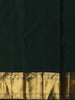 Bottle Green Peacock and Checked Zari Woven Design Pure Kanchipuram Silk Saree with Zari Border