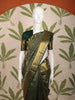 Bottle Green Peacock and Checked Zari Woven Design Pure Kanchipuram Silk Saree with Zari Border