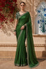 Bottle Green Satin Saree with Designer Border