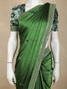 Bottle Green Satin Saree with Designer Border