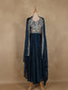 Navy Blue Sequins Design Organza Skirt Top with Dupatta
