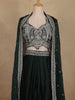 Bottle Green Sequins Design Organza Skirt Top with Dupatta