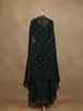 Bottle Green Sequins Design Organza Skirt Top with Dupatta