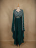 Bottle Green Sequins Design Space Silk Skirt Top with Dupatta