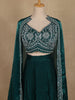 Bottle Green Sequins Design Space Silk Skirt Top with Dupatta