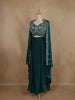 Bottle Green Sequins Design Space Silk Skirt Top with Dupatta