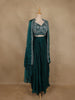 Bottle Green Sequins Design Space Silk Skirt Top with Dupatta
