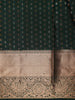 Bottle Green Small Butta Woven Kanchipuram Silk Saree With Copper Zari Border