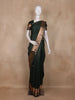 Bottle Green Small Butta Woven Kanchipuram Silk Saree With Copper Zari Border