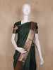 Bottle Green Small Butta Woven Kanchipuram Silk Saree With Copper Zari Border
