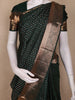 Bottle Green Small Butta Woven Kanchipuram Silk Saree With Copper Zari Border