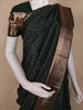 Bottle Green Small Butta Woven Kanchipuram Silk Saree With Copper Zari Border