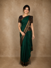 Bottle Green Small Butta Woven Kanchipuram Silk Saree with Zari Border