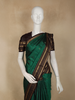 Bottle Green Small Butta Woven Kanchipuram Silk Saree with Zari Border