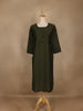 Bottle Green Solid Cotton Kurti With Button Detailing