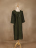 Bottle Green Solid Cotton Kurti With Button Detailing