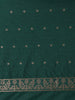 Bottle Green Solid Design Raw Silk Saree with Zari Border