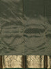 Bottle Green Solid Woven Design Pure Kanchipuram Silk Saree with Zari Border