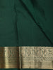 Bottle Green Solid Woven Design Pure Kanchipuram Silk Saree with Zari Border