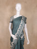 Bottle Green Striped Design Semi Tussar Silk Saree with Elephant Pattern Zari Border
