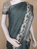 Bottle Green Striped Design Semi Tussar Silk Saree with Elephant Pattern Zari Border
