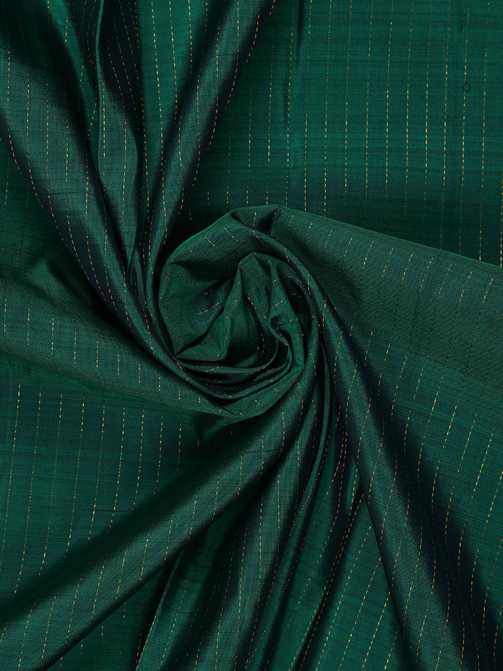 Bottle Green Striped Designed Silk Saree - Diadem