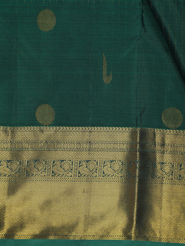 Bottle Green Striped Designed Silk Saree - Diadem
