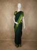 Bottle Green Striped Woven Design Kanchipuram Silk Saree with Zari Border