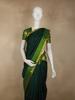 Bottle Green Striped Woven Design Kanchipuram Silk Saree with Zari Border