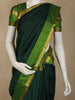 Bottle Green Striped Woven Design Kanchipuram Silk Saree with Zari Border