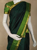 Bottle Green Striped Woven Design Kanchipuram Silk Saree with Zari Border