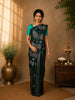 Bottle Green Stripes Design Kanchipuram Silk Saree With Solid Border