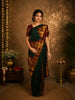 Bottle Green Temple Zari Woven Design Pure Kanchipuram Silk Saree