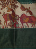Bottle Green Traditional Woven Design Pure Tussar Saree with Animal Motif Border